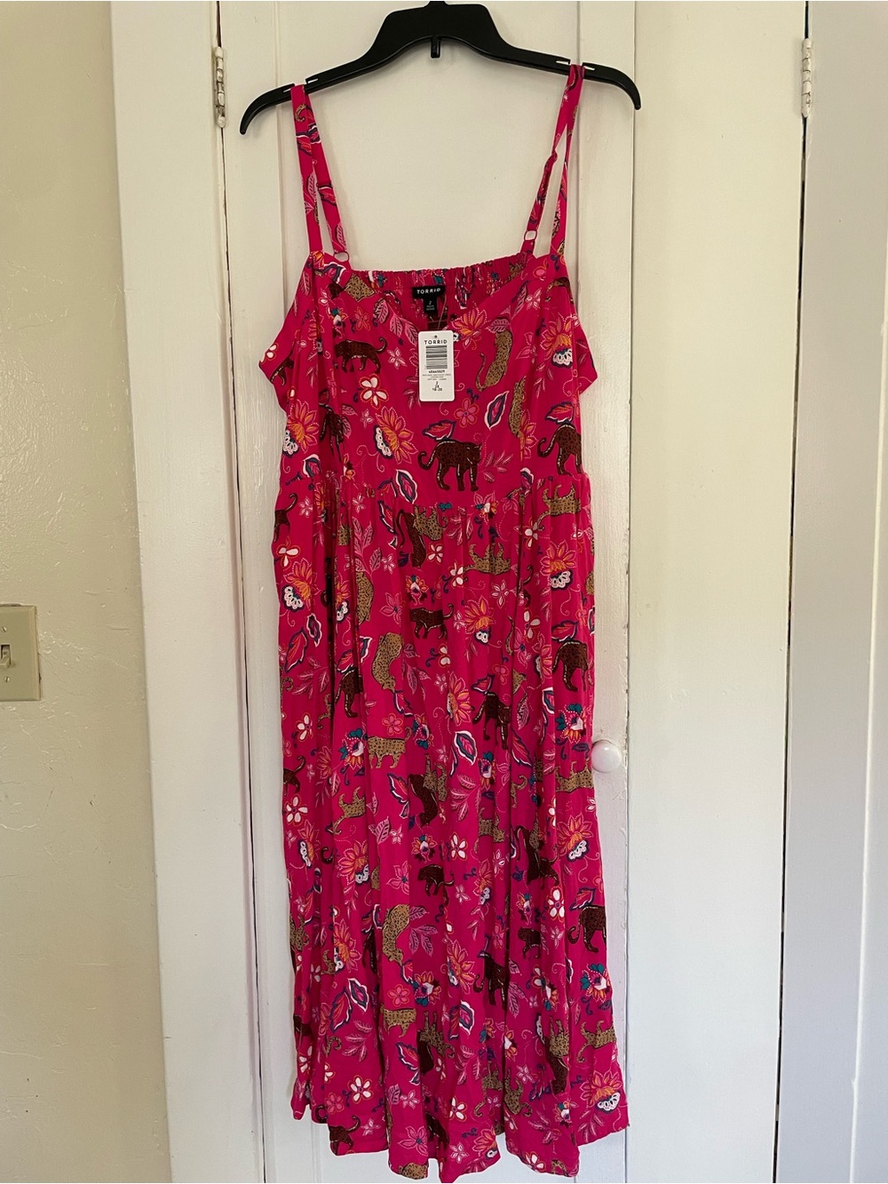 torrid Hot Pink Floral & Animal Print Midi Dress size 2x